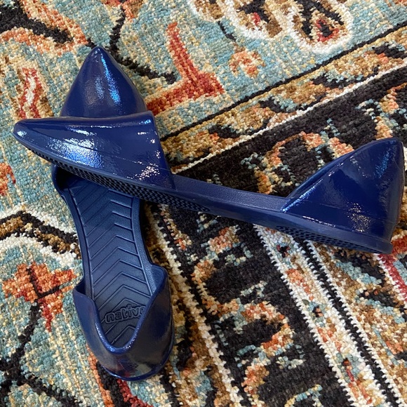 Native Shiny Navy Flats